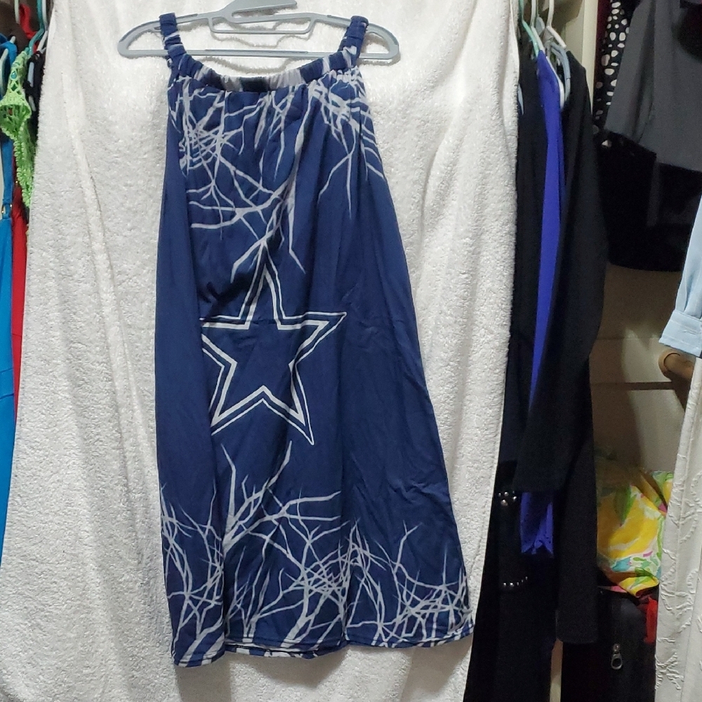 2 Blue Star Print Midi Dress